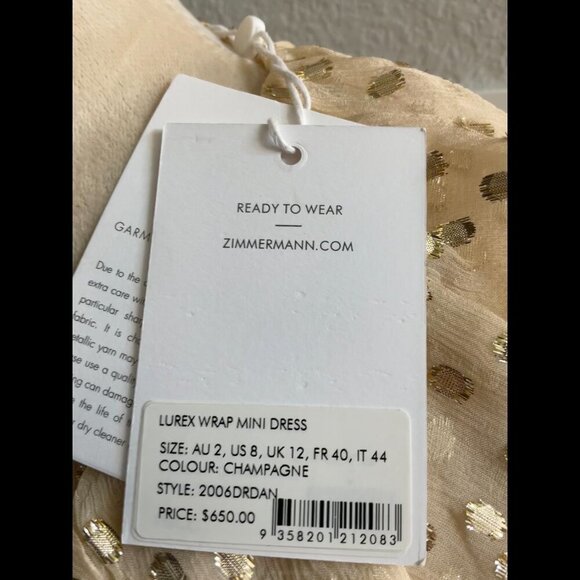 Zimmermann Ruffled Metallic Silk Wrap Minidress - Picture 10 of 10